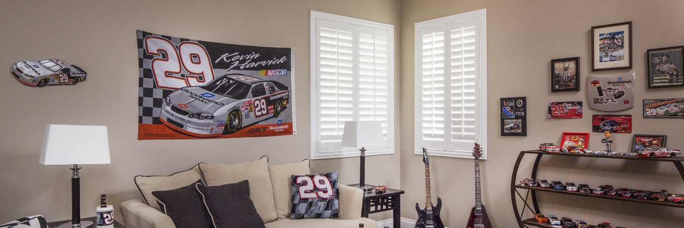 Basement room with shutters