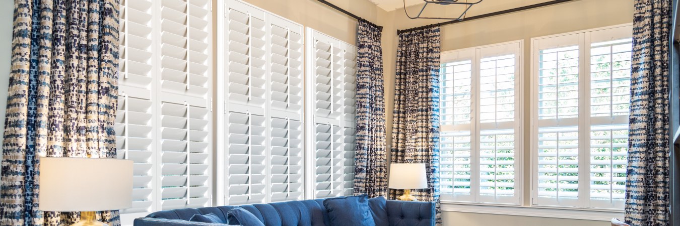 Interior shutters in East Hampton family room