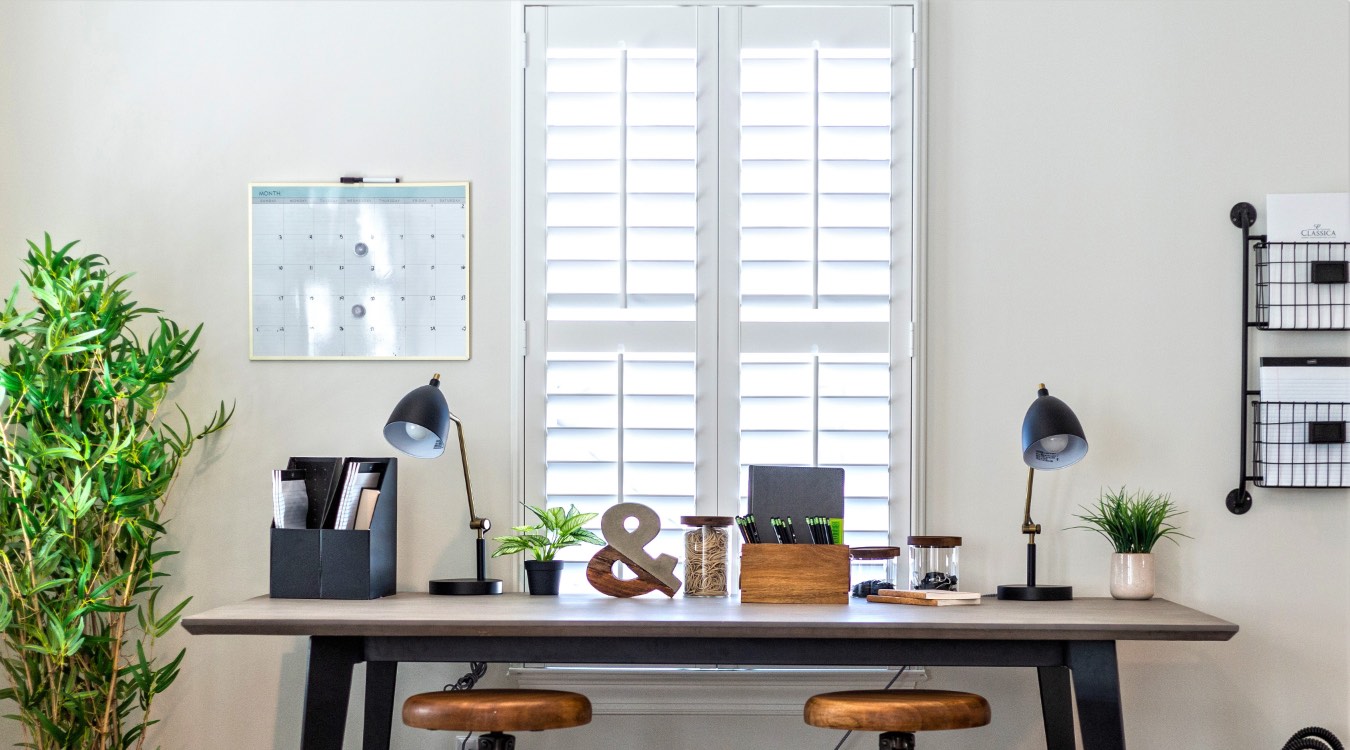 Polywood shutters in home office