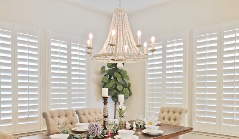 Polywood shutters in a New York dining room.