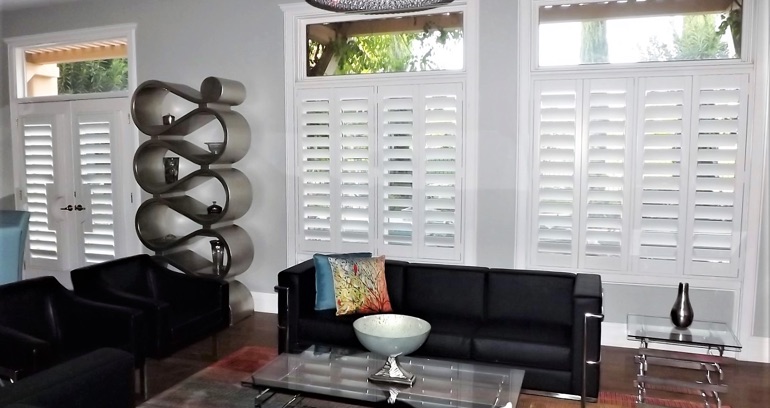 New York DIY shutters in living room.