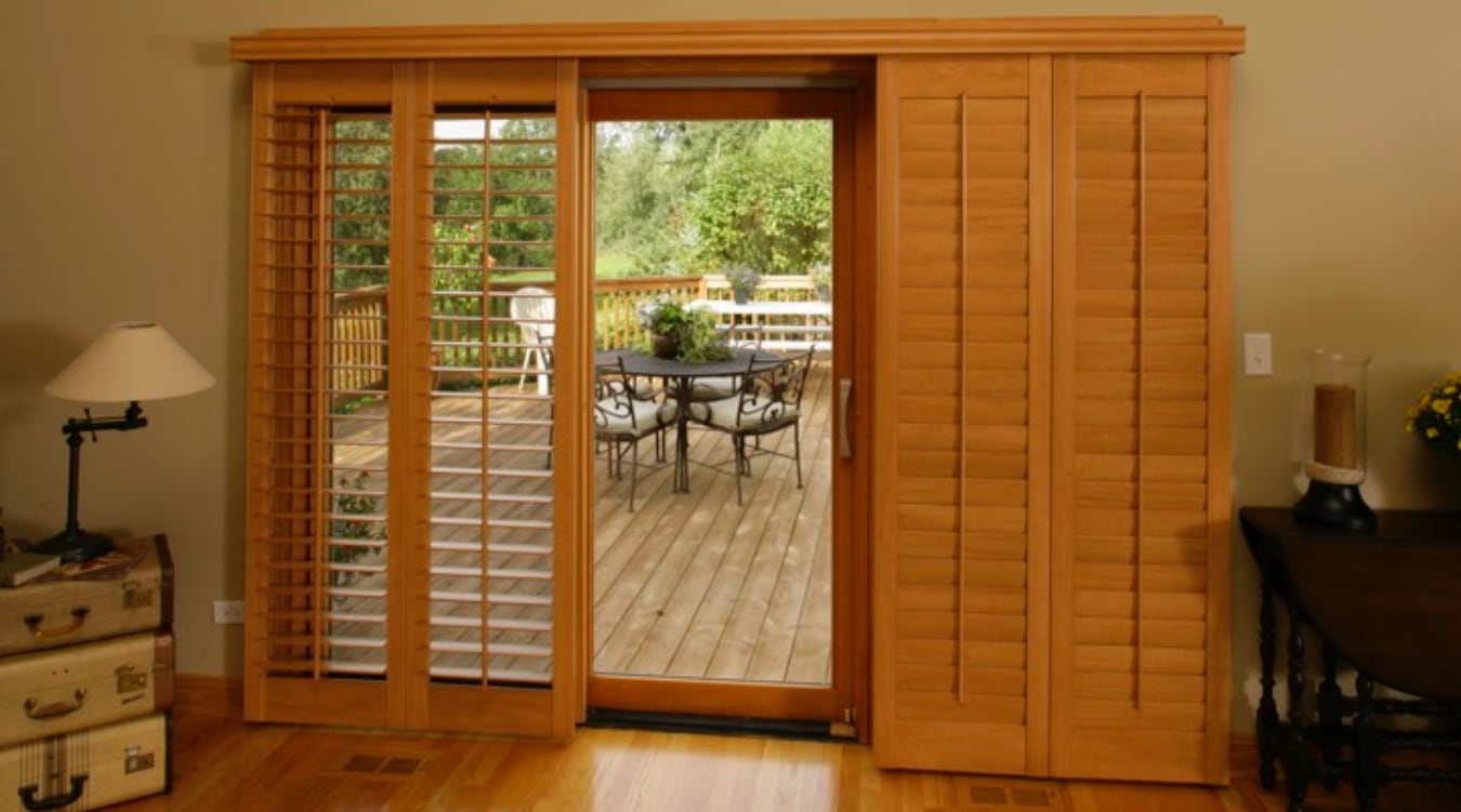 Sliding Glass Door Shutters In New York City Sunburst Shutters