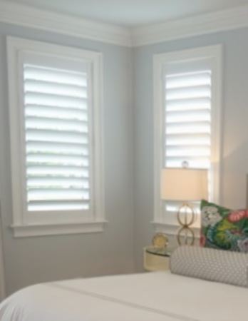 Hidden tilt rod shutters open. Polywood shutters with hidden tilt rods in New York