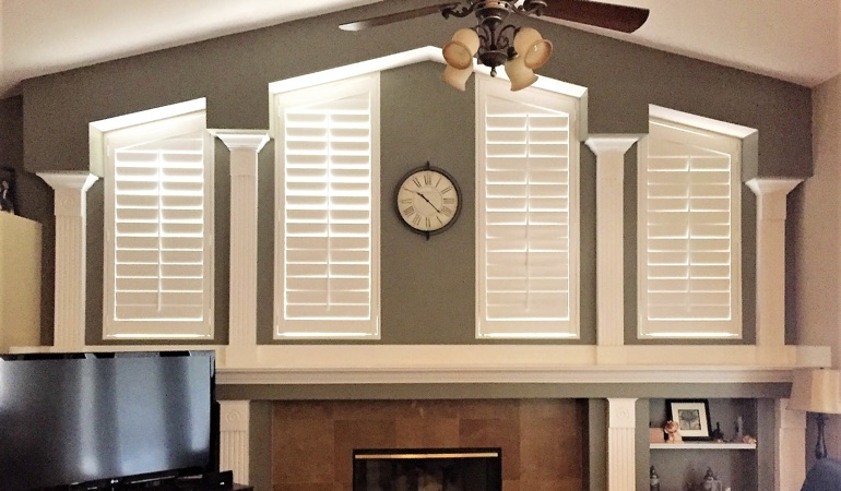 These Polywood shutters will be durable enough to last 10, 20 or even 30 years. Polywood Shutters in Family Room in New York