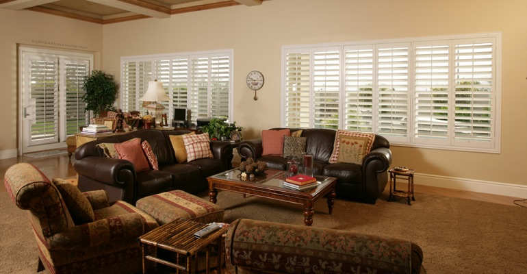 Shutters allow you to let in as much light as you need. New York basement with french door shutters.