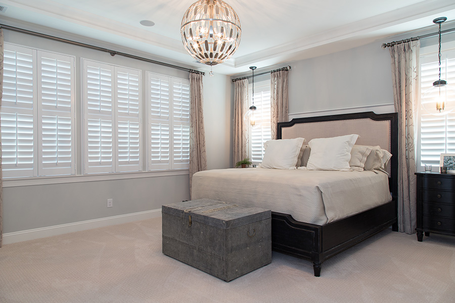 Create a relaxing oasis in your bedroom with sound-dampening Polywood shutters on the windows.  Polywood shutters on bedroom windows